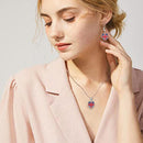Heart-shape Necklace & Earrings Set Union Jack Jubilee Pendants Birthday V5G8
