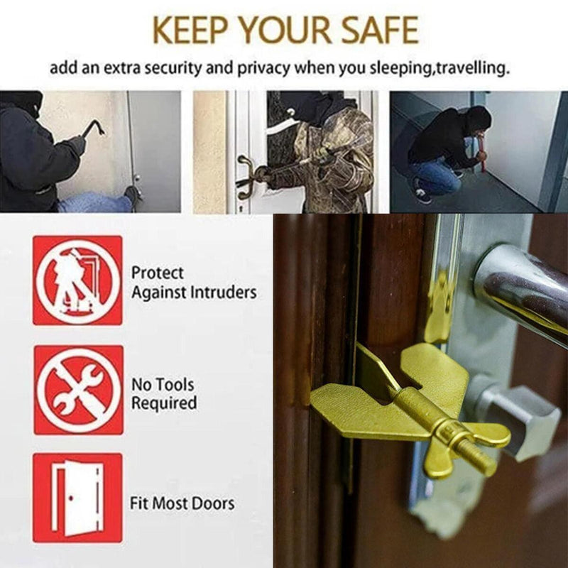 Portable Travel Door Lock Anti-Theft Door Stopper Safety Device Bolt{