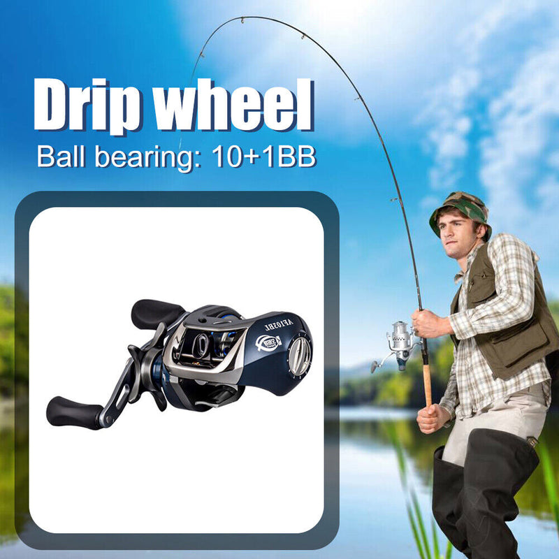 #A 6.3/1 Gear Ratio Baitcasting Fishing Reel Right Left Hand Metal Wheel Tackle