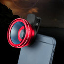 2 in 1 Lens Universal Clip 37mm Cell Phone Lens 0.45x 49UV HD Lens (Red) Newly