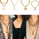 Exaggeration Women Punk Choker Coin Pendant Necklace Long Chain Multi-layer