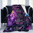 Reversible Flannel To My Daughter Letter Butterfly Purple Sofa Blanket (L) Newly