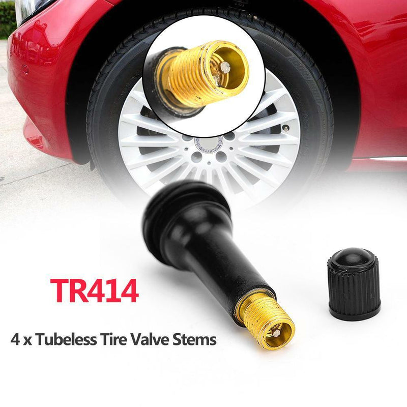 4pcs Rubber TR414 Snap-in Car Wheel Tubeless Tyre Valve Stems Dust Caps