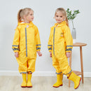 Kids Rain Suit Toddler Raincoat Unisex Baby Waterproof Coverall (Yellow S) Newly