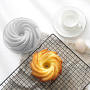Silicone Cake Molds 6 inch Round Spiral Savoirin Pan Baking Tray (Blue B)