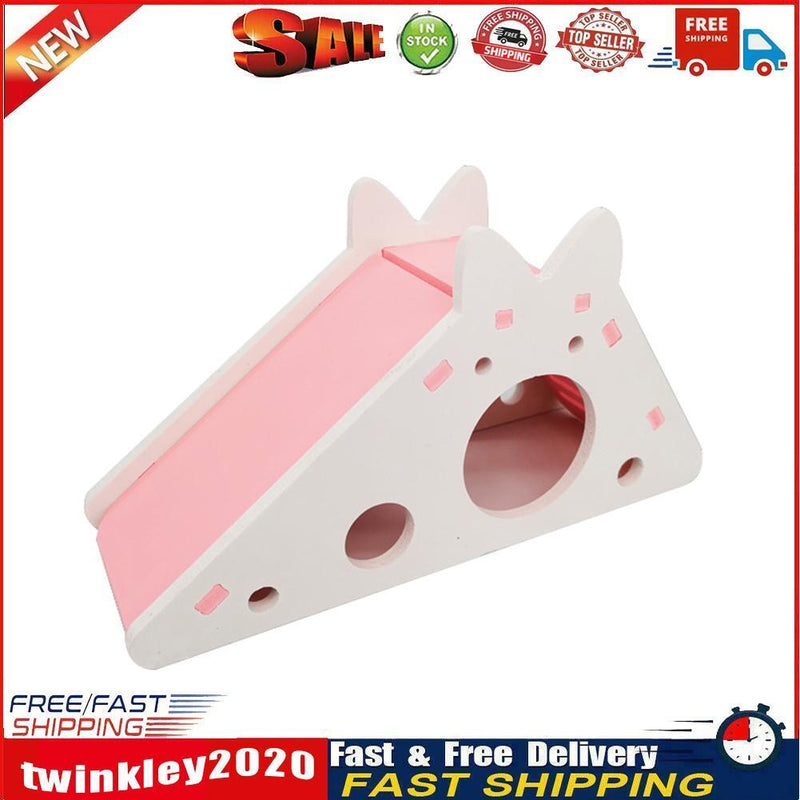 Assembled Hamster Ladder Slide Toys Guinea Pig Hamster Cage House (Pink) Newly