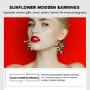 Cow Head Dangle Earrings Wooden Sunflower Independence Day Pendant Earrings