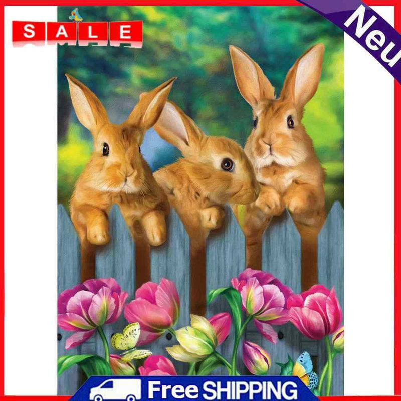 Rabbit Diamond Painting Kit Full Round Rhinestone Wall