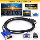Portable HDMI to VGA Converter Cable HDTV Projector 1080P Video Male-Male Cord