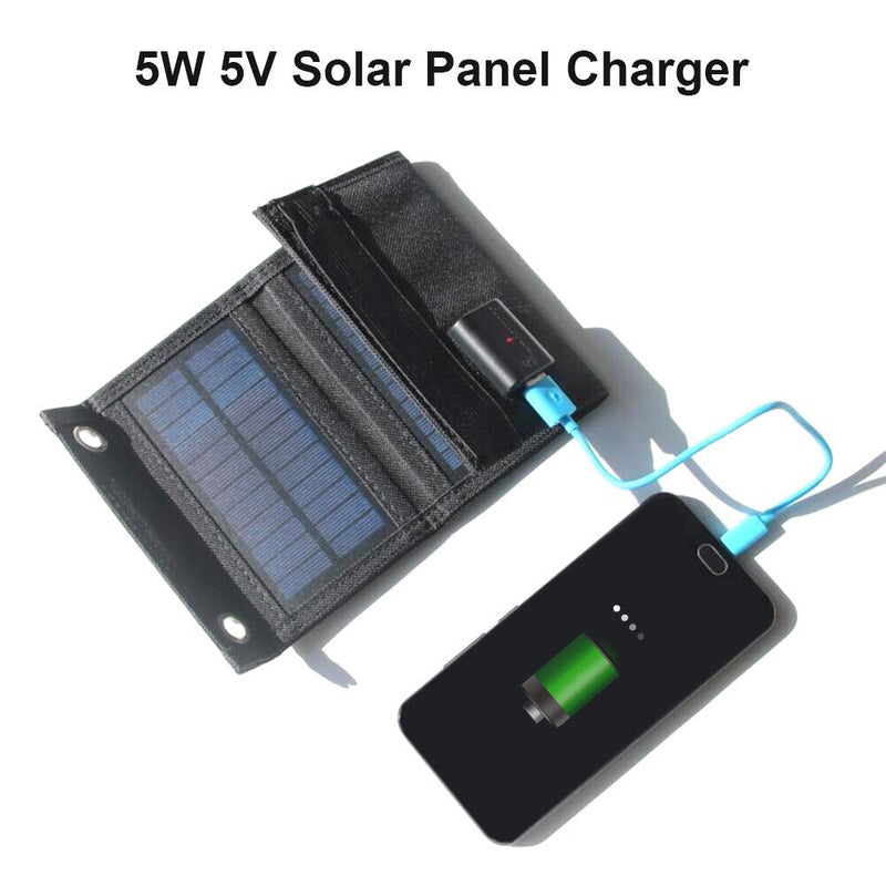 5W 5V Cellphone Solar Charger Panel Outdoor Camping Hike Folding USB Power