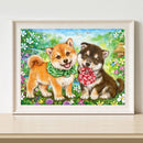 Frameless Painting By Numbers Little Dog DIY Handmade Drawing On Canvas Art Kit