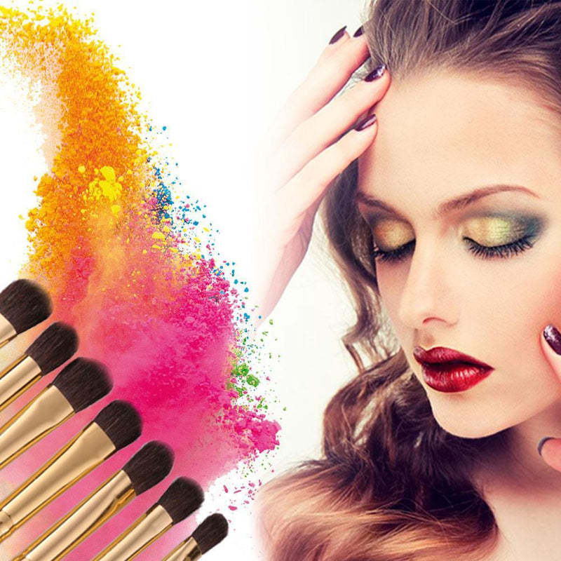 7pcs Soft Hair Wood Handle Eyeshadow Brush Cosmetics Makeup Brushes Set (F)