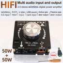 ZK-502H 2x50W HIFI 2.0 Digital Power Amplifier Board AUX Audio Stereo Amp Module