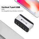 Vertical USB Hub 7 Ports USB 2.0 Splitter with Power Adapter for PC (EU)