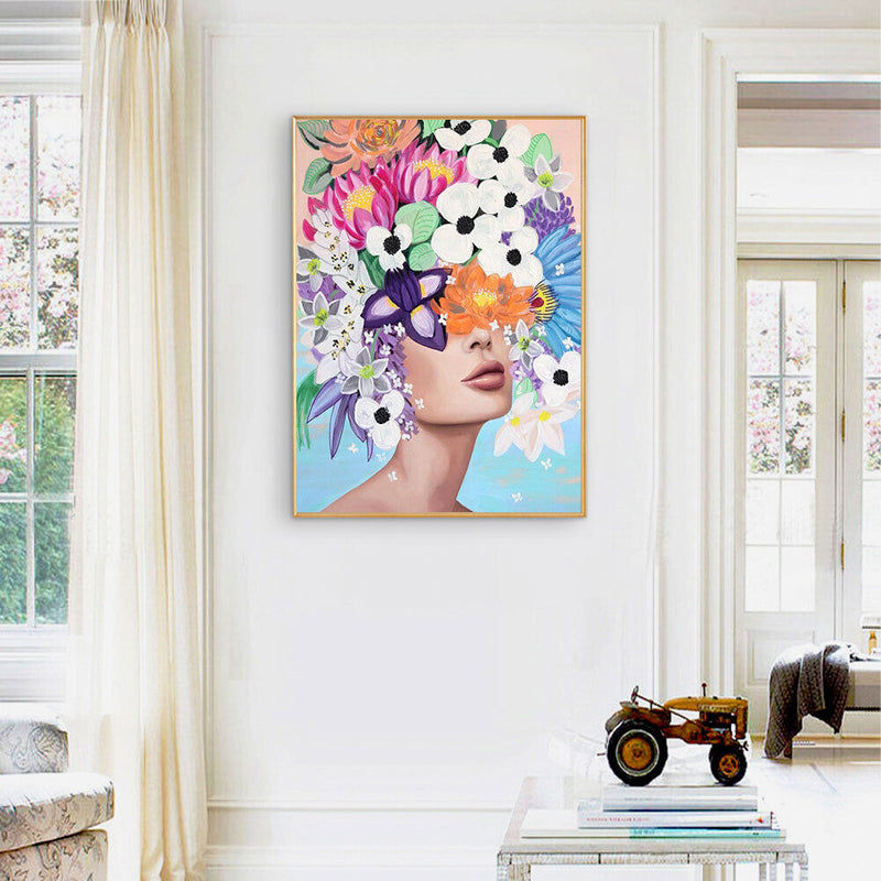 Flower Girl Oil Paint By Numbers Kits Canvas Picture Wall Art DIY Craft