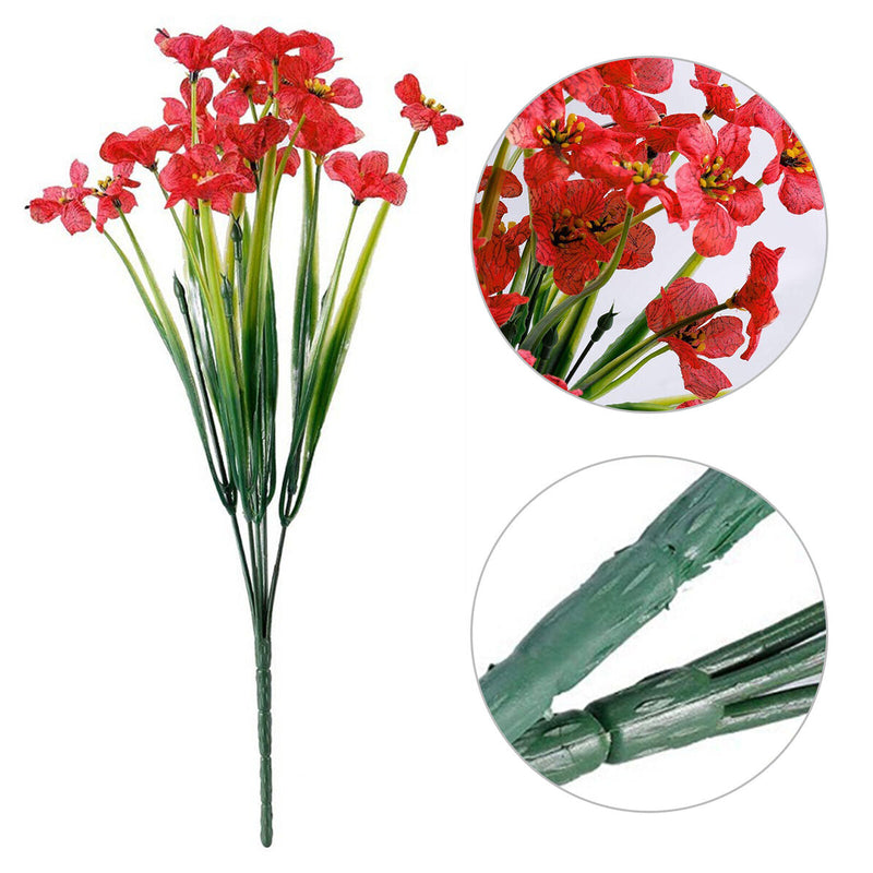 2 Bundles Artificial Flowers, Plastic Plum Blossom Plants, for Garden Window