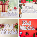 1Set Wooden Letter Eid Mubarak Islamic Ramadan Moon Wood Wooden Ornaments W3J0