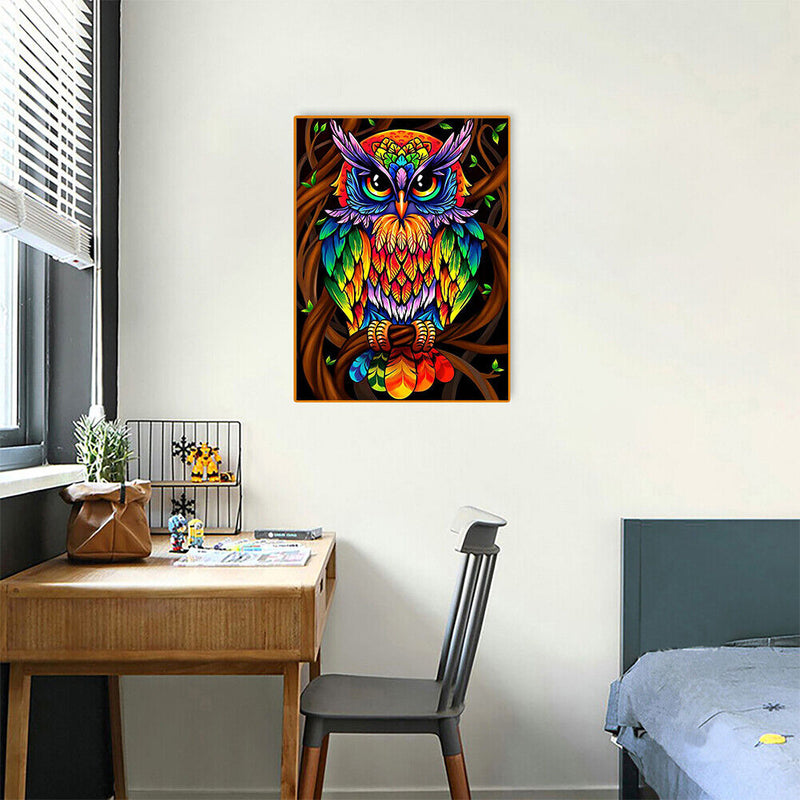 5D Diamond Painting DIY Colorful Owl Full Round Diamond Mosaic Art