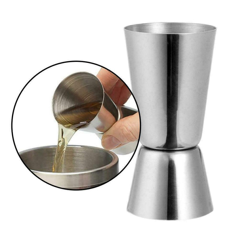Steel Double Single Shot Measure Spirit Bar Cocktail Cup Drink T5X2