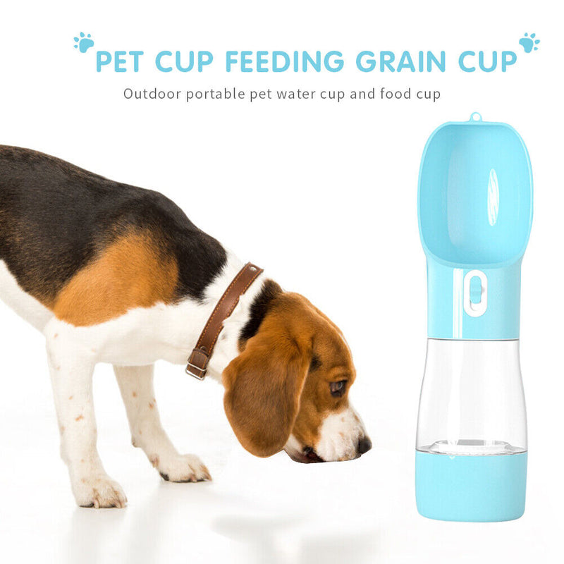 Portable Pet Water Bottle Dog Outdoor Leakage Proof Dispenser Feeder (Blue)