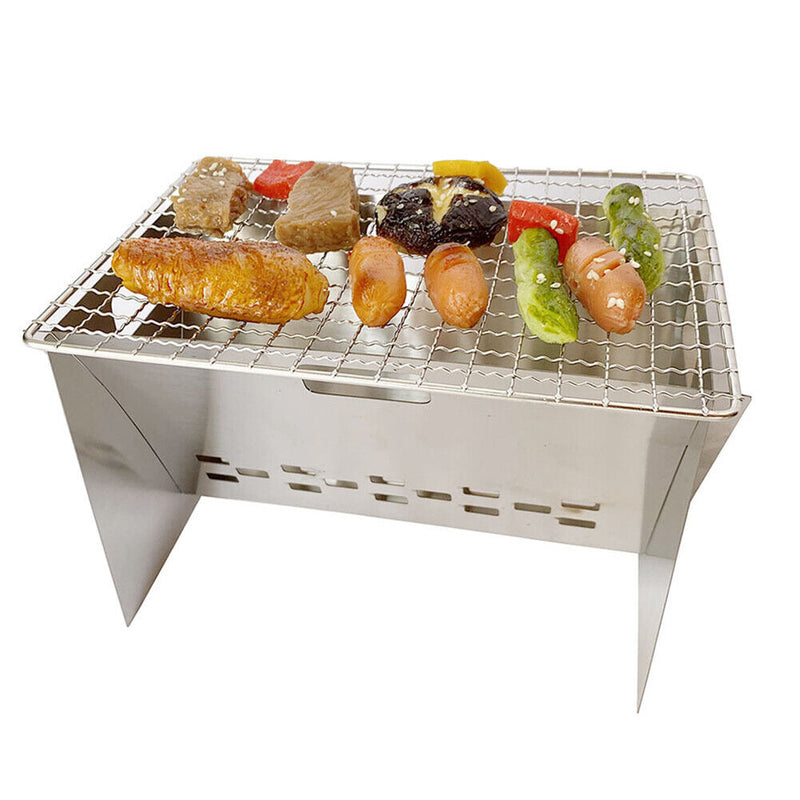 Outdoor Portable BBQ Grills Stainless Steel Small Charcoal Barbecue Wood Stove