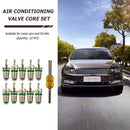 10pcs R134a Car A/C Valve Cores Air Conditioning Valve Cores Green + Tool Newly