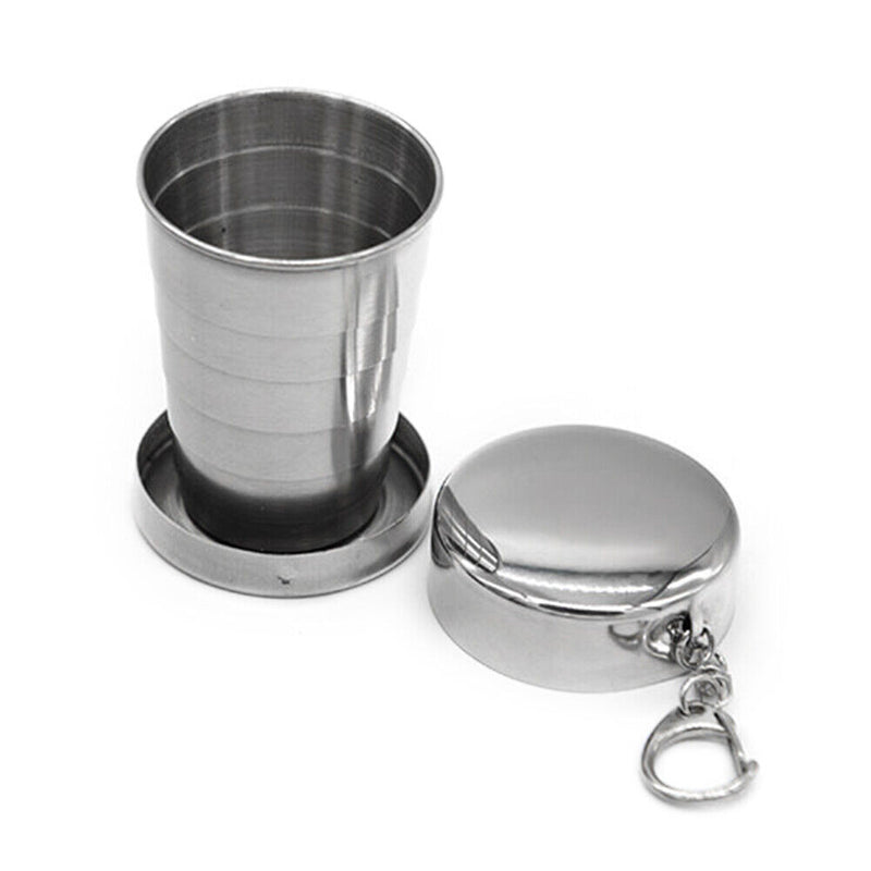 Stainless Steel Foldable Cup Outdoor Camping Travel Portable Teacup (250ml)