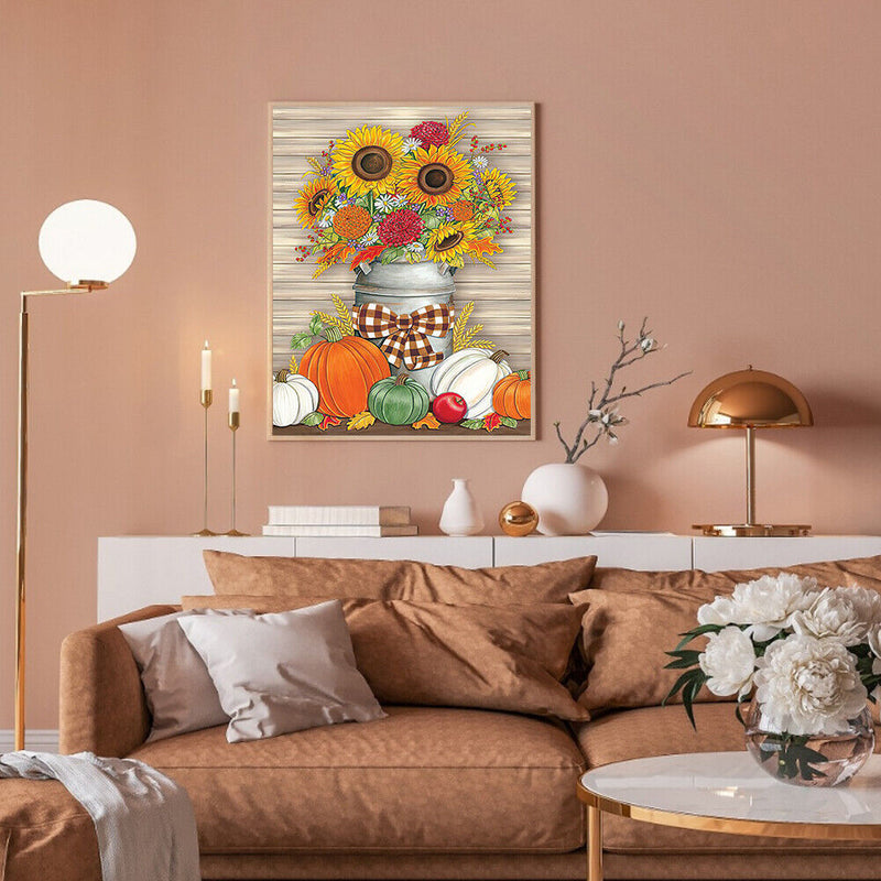 Sunflower in Vase Oil Paint By Numbers Kits DIY Handpainted on Canvas Home Decor