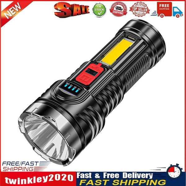 USB Rechargeable G5+COB LED Beads Flashlight Portable Torch Power Display Newly