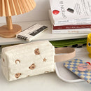Zipper Toiletry Case Makeup Pouch Bear Make Up Bag Embroidery Cosmetic Bag
