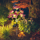 2x LED Solar Garden Orchid Light Waterproof Landscape Fence Decor (Pink) Newly