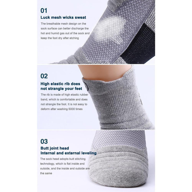 2pair Men Basketball Socks Anti-Slip Towel Bottom Thickened Short Sock Gray