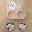 Cat Drinking 3 in 1 Dog Feeder Bowl Stainless Steel Automatic Water Bottle
