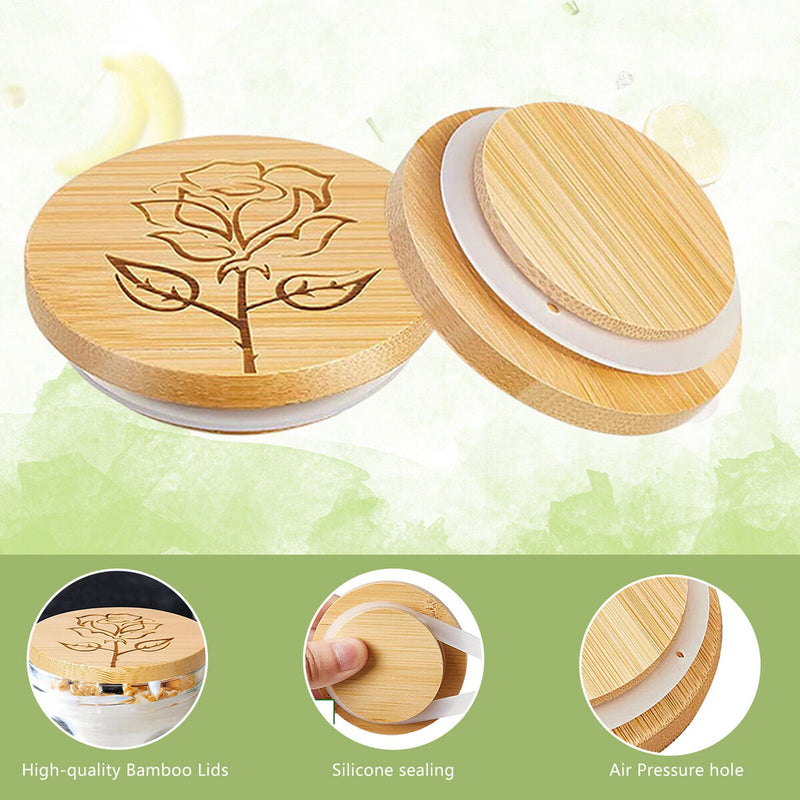 Bamboo Mason Jar Lids Reusable for Regular Mouth 68MM Tops Set 8 Packs