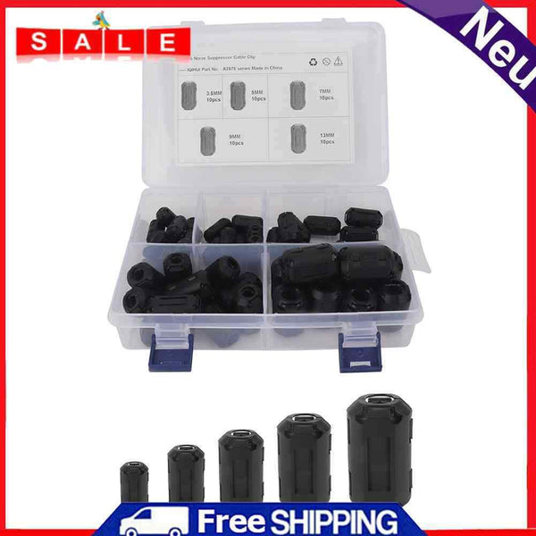 50pcs Clip-on Ferrite Ring Choke RFI EMI Filter Noise Suppressor for Cable Cord