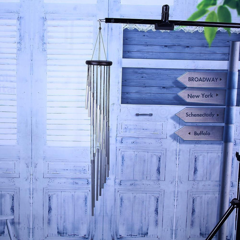 18 Tubes Wind Chime Yard Garden Outdoor Living Wind Chimes Decor (Silvery)