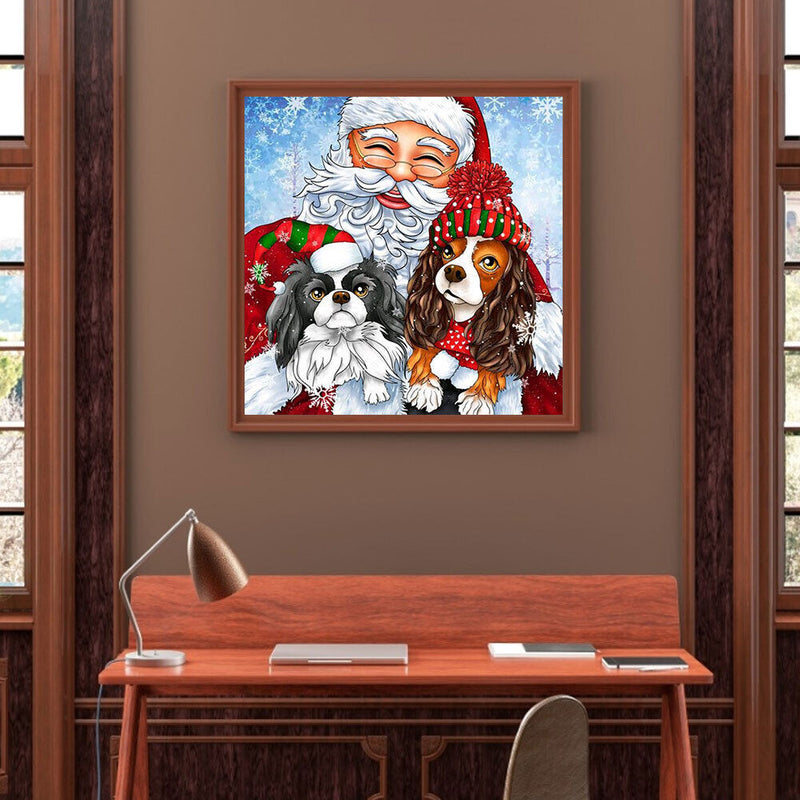 #A 5D DIY Diamond Painting Santa Claus Puppy Kits Full Round Drill Wall Decor Ar