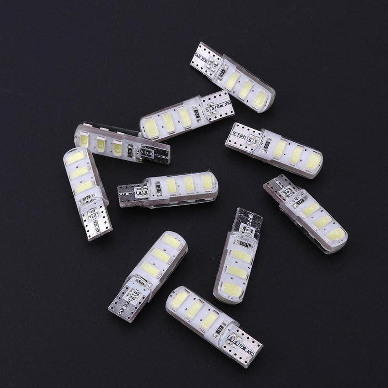 10pcs T10 5630 W5W Silica Gel 6MSD LED Car Interior Light Reading Bulbs