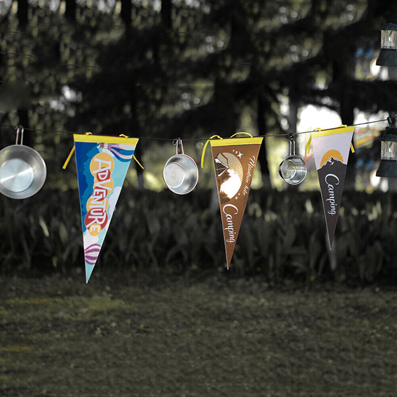 Outdoor Camping Bunting Pennant Garland Tent Scene Layout Triangle Hanging