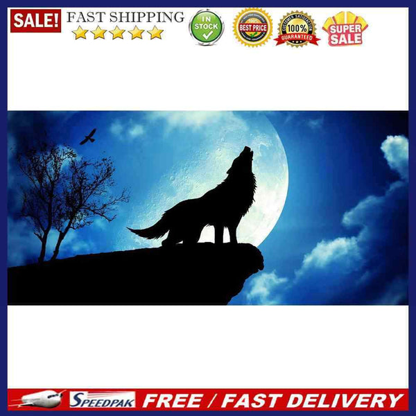 5D DIY Full Round Drill Diamond Paint Night Wolf Mosaic Rhinestone Art Pict