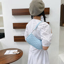 Retro Women Embossed Geometric PU Underarm Shoulder Bag Handbags (Blue)