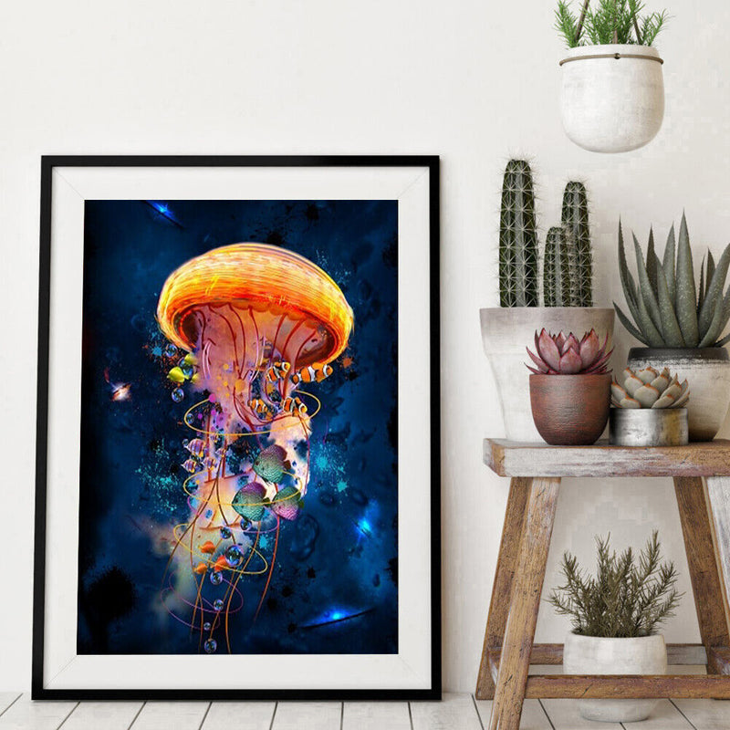 Frameless Oil Painting Arts Picture By Number Jellyfish Hand Painted Craft Set
