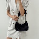Fashion Autumn Winter Plush Underarm Bag Women Acrylic Chain Pure Color Handbags