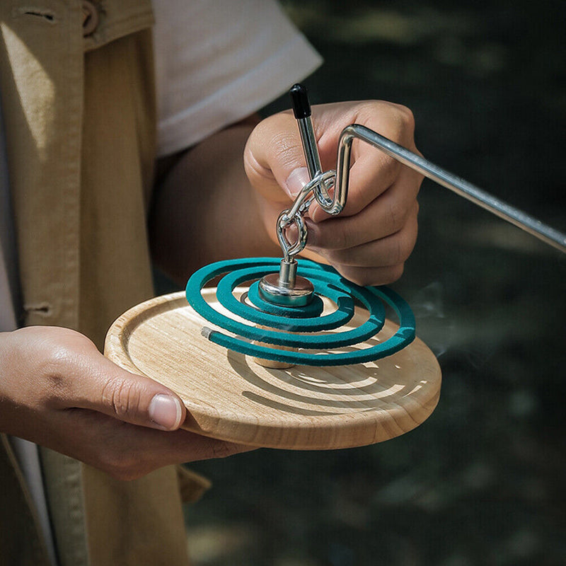 Multifunction Mosquito Coil Holder Wood Hanging Outdoor Home Incense Stand