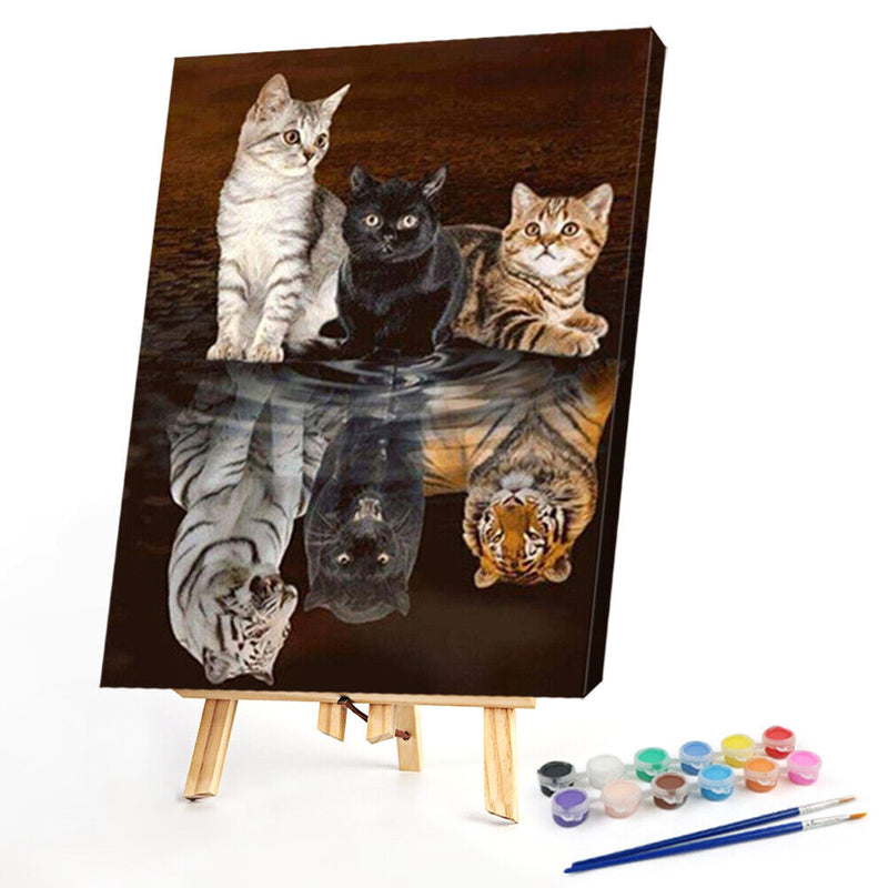 40X50cm Oil Paint By Numbers Cat Maps Out Tiger Frameless Picture Home Deco