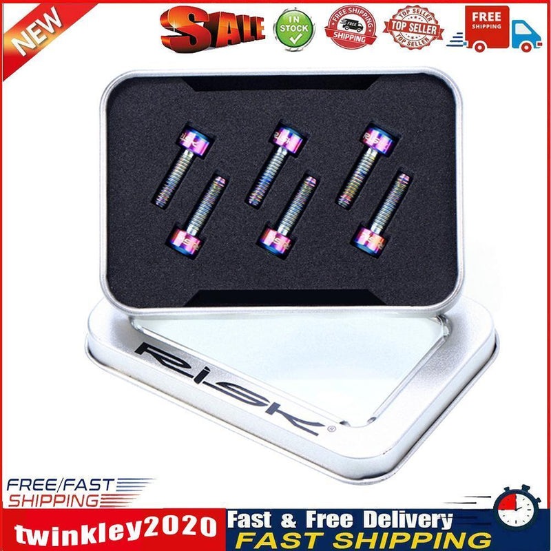RISK 6pcs Titanium Stem Screws Bicycle MTB Handlebar Lock Bolts (M5X16mm) Newly