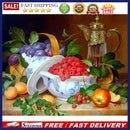 5D Kit Rhinestone Pictures DIY Tea Fruits Full Round Drill Diamond Painting
