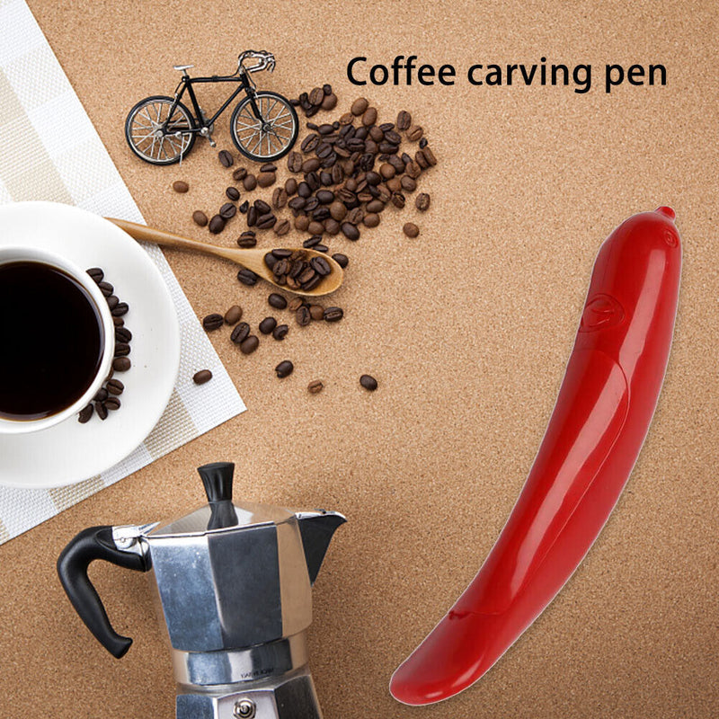 Electrical Latte Art Pen Coffee Carving Cappuccino Pull Flower Decor (Red)