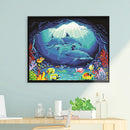 Painting By Numbers Kit DIY Sea Dolphin Hand Painted Canvas Oil Art Picture