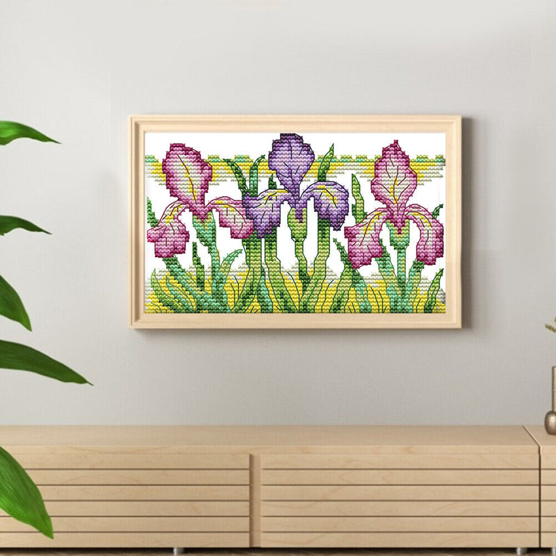 Partial Embroidery 14CT Cross Stitch Beautiful Iris Needlework Kit for DIY